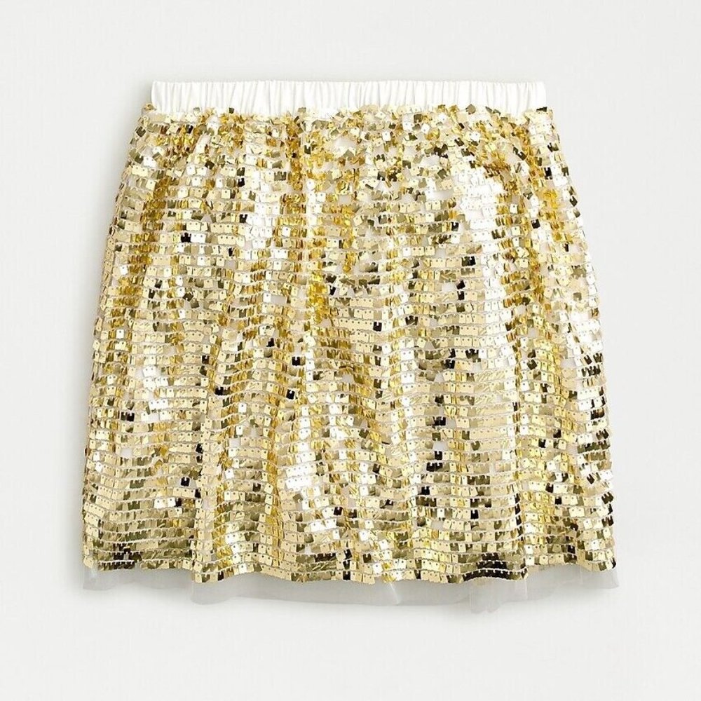 Crewcuts Sequin Tulle Skirt in Gold Multi, size 6/7